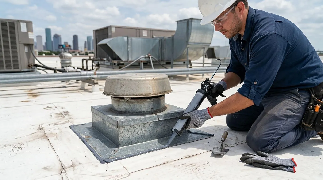 Houston commercial roof exposed to heat and rain