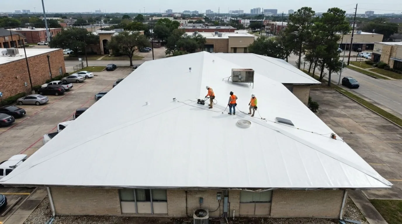 Commercial roofing project after repair Houston