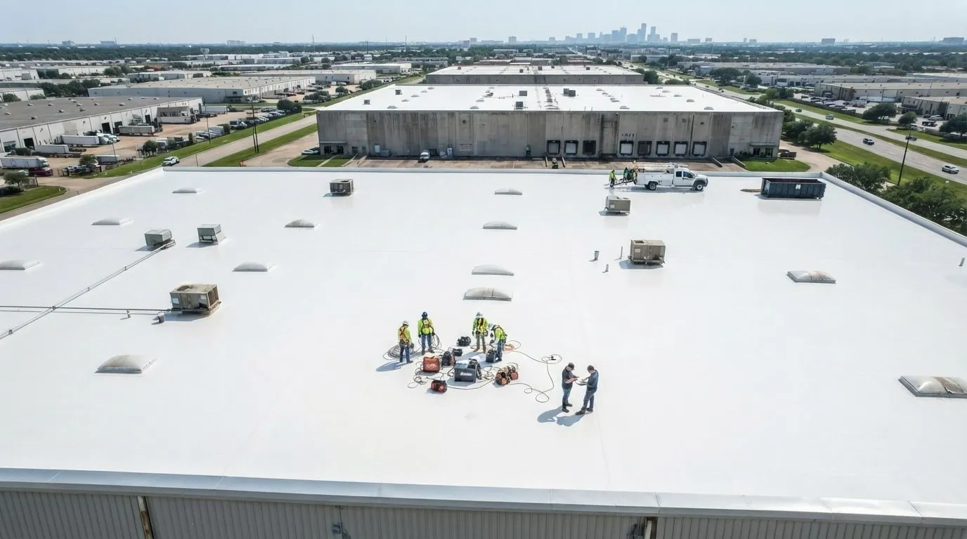 Commercial roofing project after repair Houston
