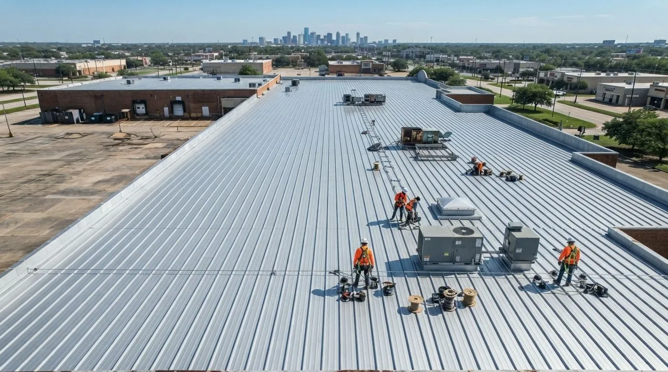 Commercial roofing project after repair Houston