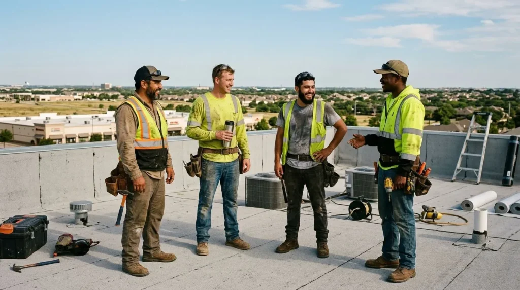 Commercial roofing contractor working in Houston